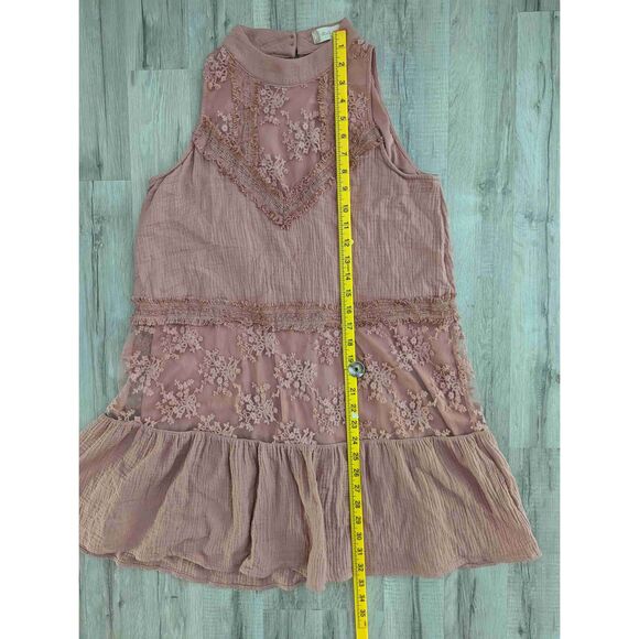 Altar'd State Floral Lace Sleeveless High Neck Dress Pink , Medium (w6) - Picture 5 of 7